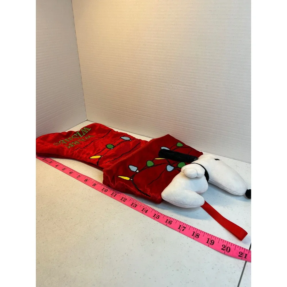 Peanuts Snoopy Christmas Stocking Warm Wishes Red Velvet Plush Holiday Decor 20